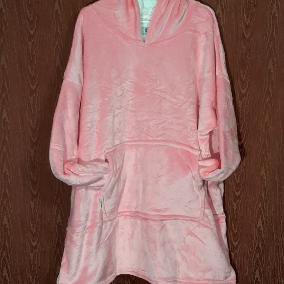 BLANKET HOODIES OVERSIZED WEARABLE FLEECE SWEATSHIRT HOODED COZY PULLOVER PINK - Picture 4 of 15